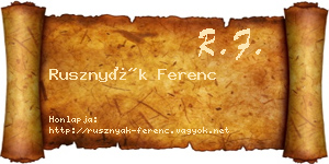 Rusznyák Ferenc névjegykártya