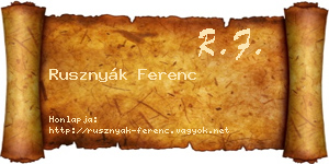 Rusznyák Ferenc névjegykártya
